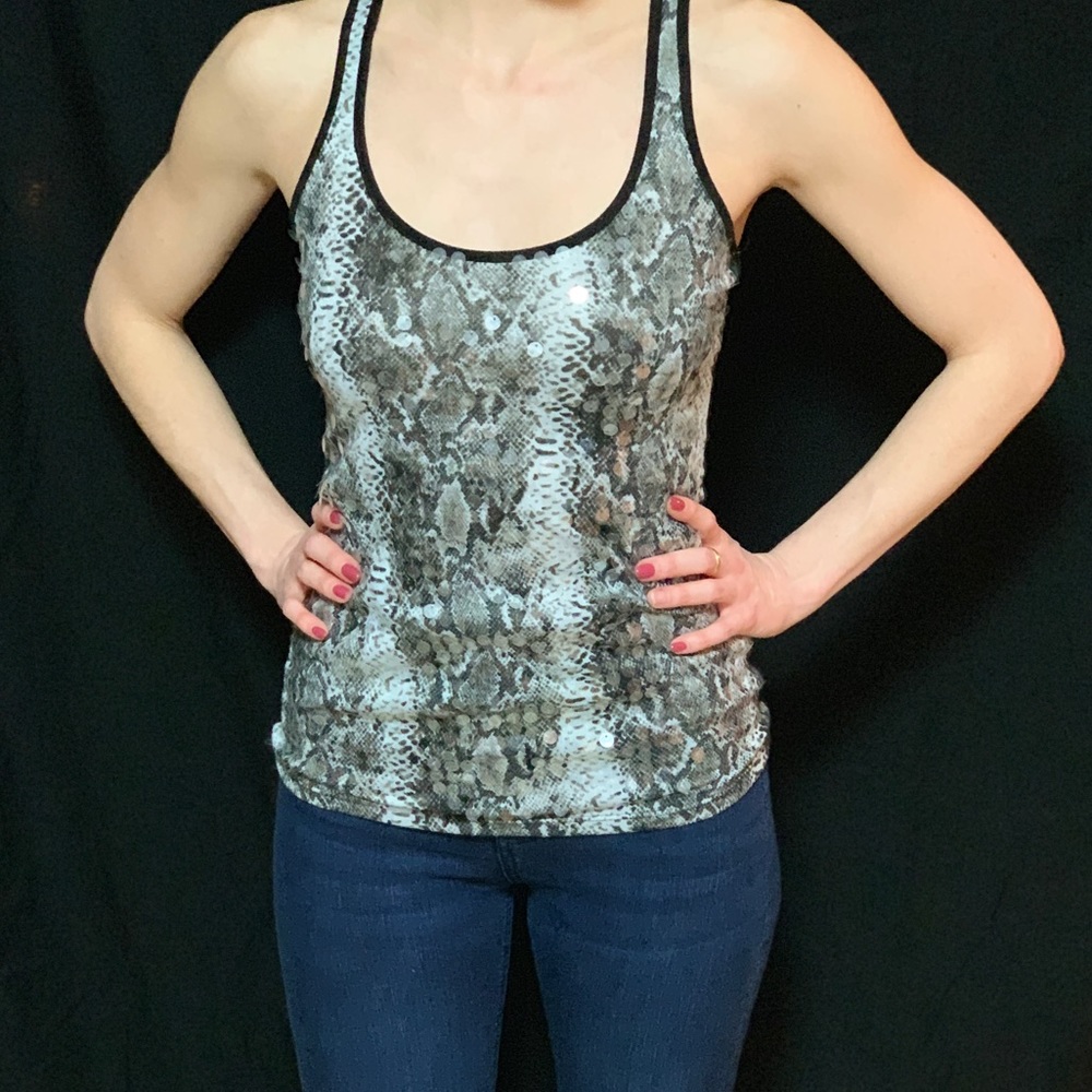 Sequined Snakeskin Tank Top